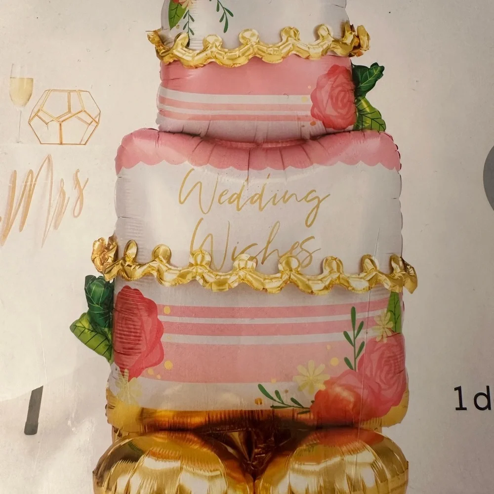 Wedding Decorations Engagement  Party Balloon Cake 4 Feet Pink Gold Foil Air